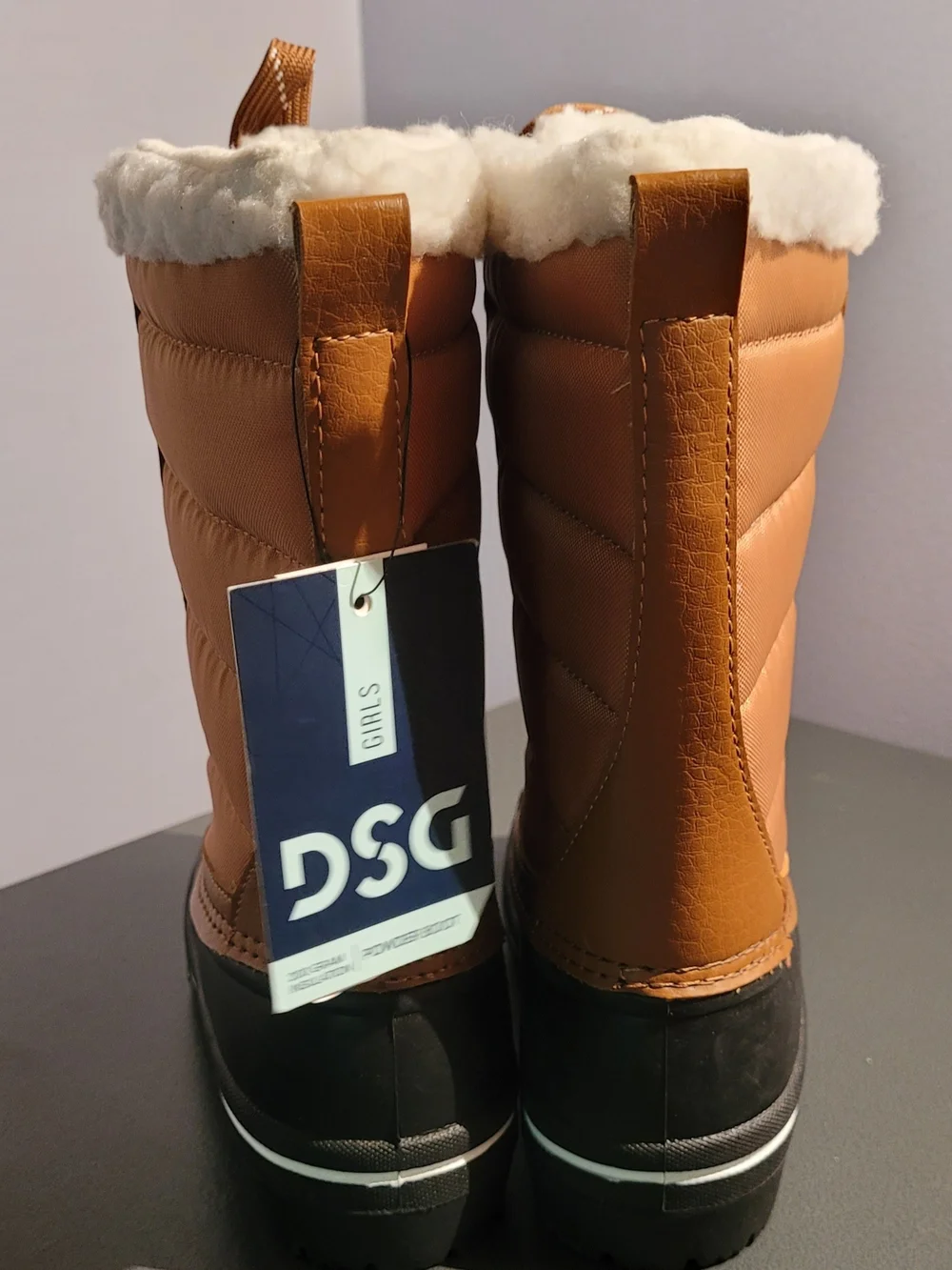 DSG Girl's Winter Lace-Up Boots - Tan & Black Size 1 NWT